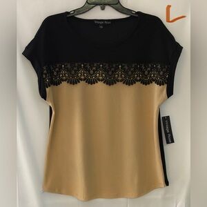 Vintage Rose Black and Tan Lace Blouse